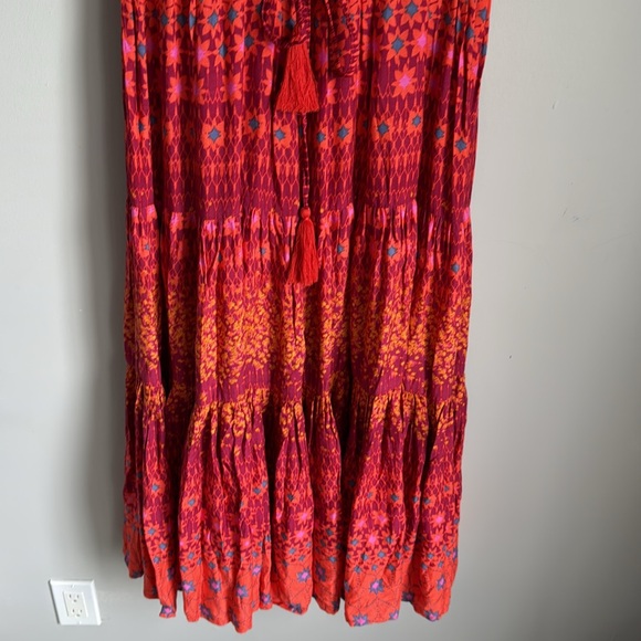 NEW FREE PEOPLE Rare Feeling Pleated Maxi Dress In Ruby Red - Picture 9 of 16